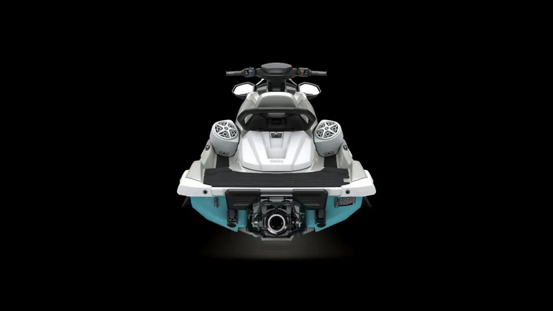 Slide: The Image of 2025 Yamaha Waverunner VX Cruiser with Audio, rear view, sleek design, black background. - 6