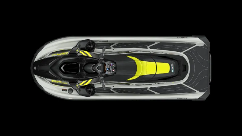 Slide: The Image of 2025 Yamaha Waverunner GP HO with Audio, top view, sleek design, black and yellow accents. - 5
