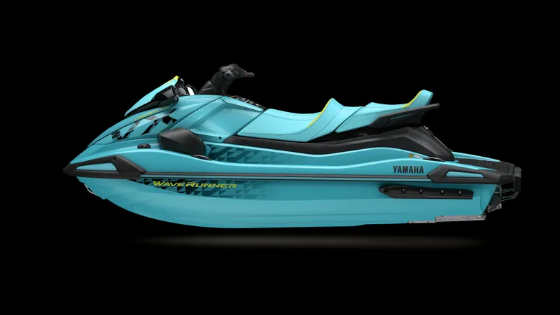 The Image of 2025 Yamaha Waverunner VX Limited HO in vibrant blue, side view on black background. - 0
