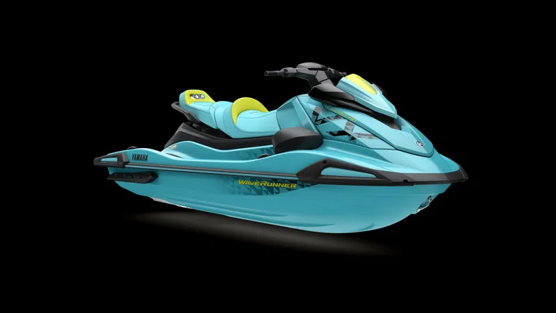 Slide: The Image of 2025 Yamaha Waverunner VX Limited HO in vibrant turquoise and yellow on black background. - 4