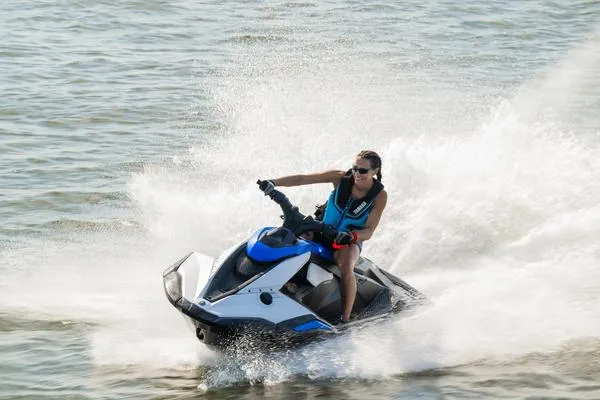 Slide: The Image of Person riding 2025 Yamaha Waverunner JET BLASTER on water, creating a splash. - 11