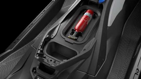 Slide: The Image of 2025 Yamaha Waverunner JET BLASTER storage compartment with fire extinguisher. - 9