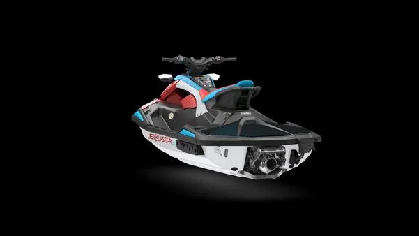 Slide: The Image of 2025 Yamaha Waverunner Jet Blaster DLX 3UP, sleek design, black background. - 3