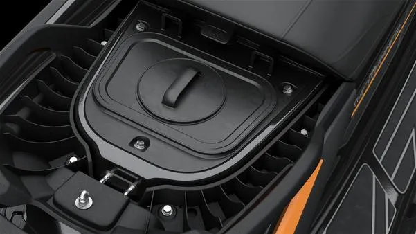 Slide: The Image of 2025 Yamaha Waverunner FX Cruiser HO storage compartment with sleek design and audio features. - 8
