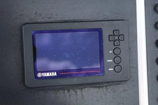 Slide: The Image of Yamaha display panel on 2022 Robalo R200 boat dashboard. - 25