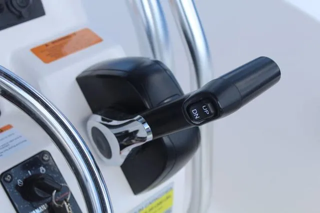 Slide: The Image of Throttle control of 2022 Robalo R200 boat with up-down switch. - 26