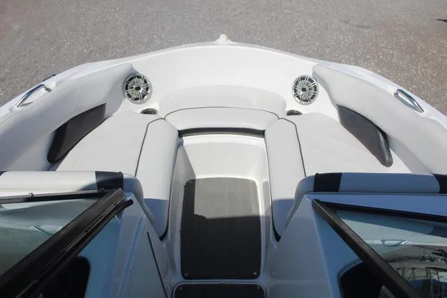 Slide: The Image of 2014 Yamaha Boats AR192 interior with cushioned seating and speakers. - 8