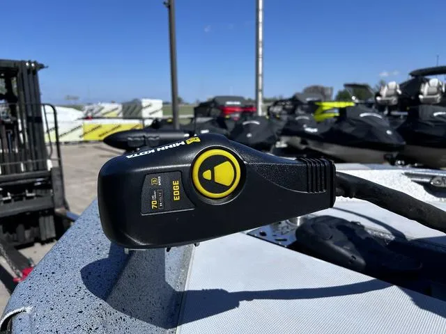 Slide: The Image of Close-up of a Minn Kota Edge trolling motor on a 2023 Xpress Boats H17. - 6