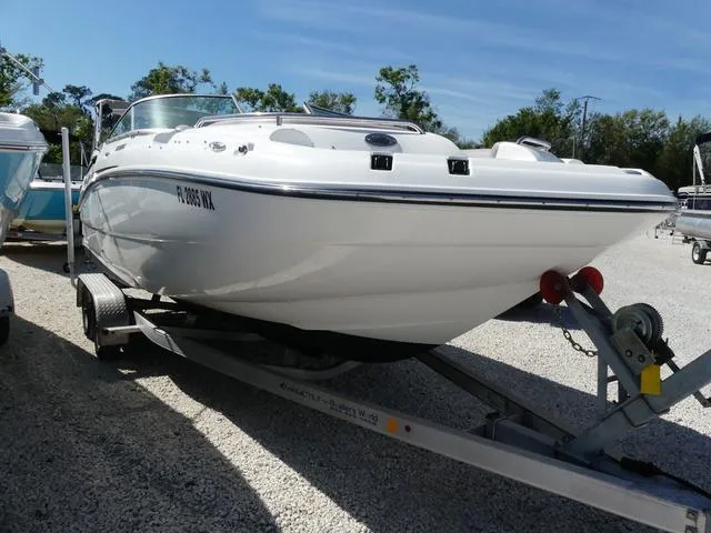 Slide: The Image of 2018 Hurricane SD 2200 OB boat on trailer, parked outdoors. - 20