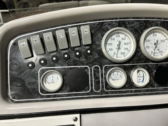 Slide: The Image of 1994 Harris-Kayot Heritage 2400 dashboard with gauges and switches. - 20