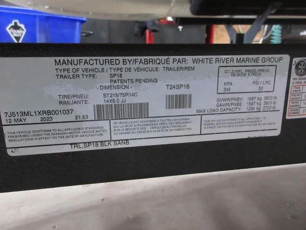 Slide: The Image of Label on 2023 Sun Tracker Party Barge 18 DLX trailer by White River Marine Group. - 9