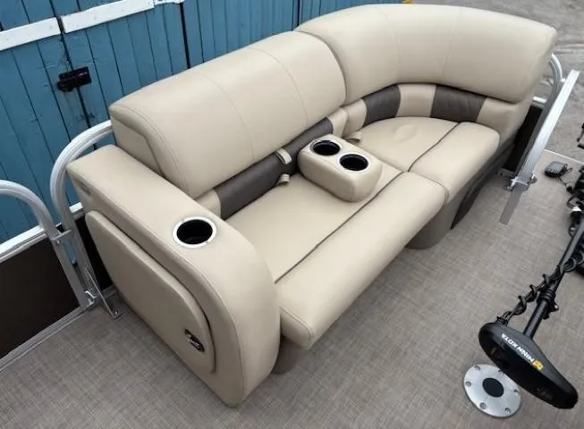 Slide: The Image of Beige seating with cup holders on 2022 Sun Tracker SportFish 22 XP3 boat. - 12