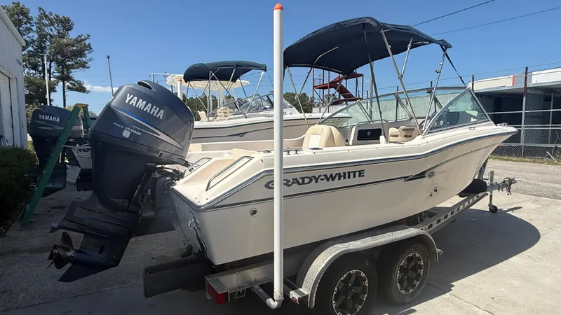 Slide: The Image of 2011 Grady-White Freedom 192 boat on trailer with Yamaha outboard motor. - 6