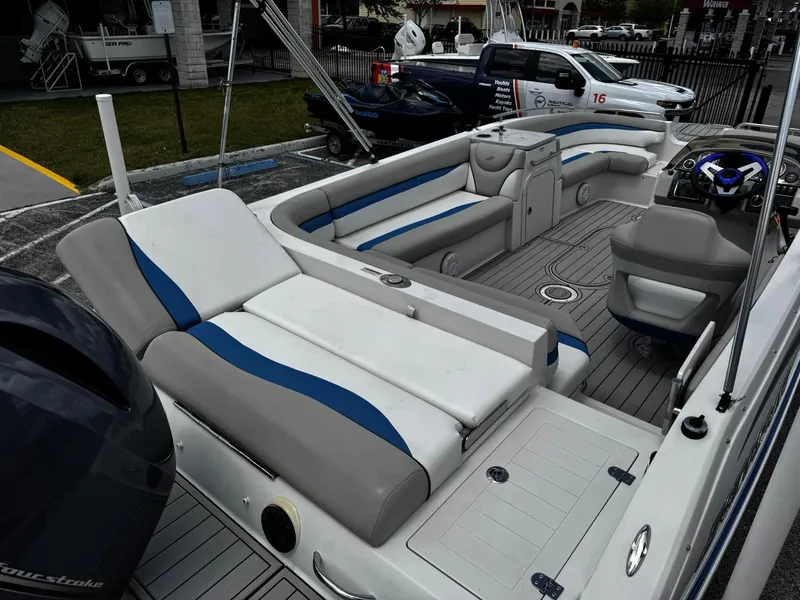 Slide: The Image of 2020 Starcraft MDX 211 OB boat interior with spacious seating and modern design. - 13