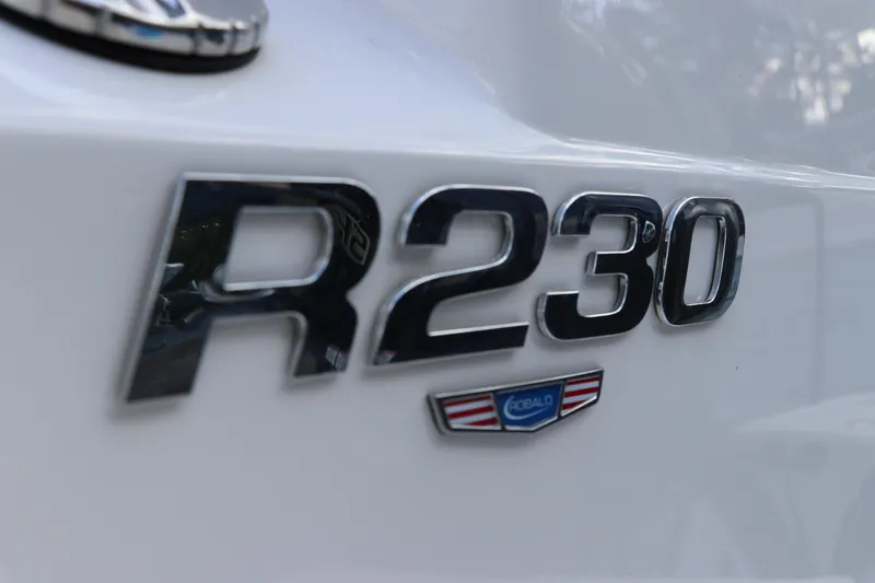 Slide: The Image of 2024 Robalo R230 Center Console logo on boat exterior. - 8