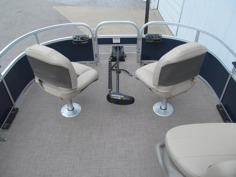 Slide: The Image of 2023 Sun Tracker Bass Buggy 16 XL Select pontoon boat interior with swivel seats. - 7