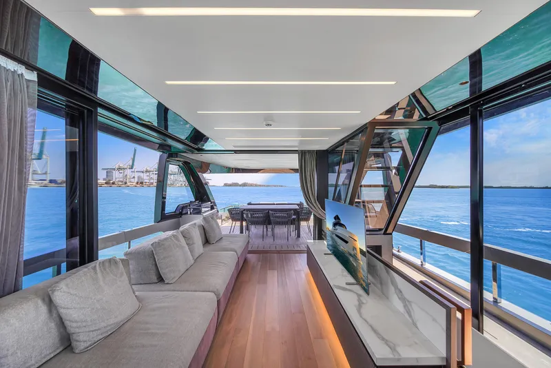 Slide: The Image of Luxurious interior of 2021 Explorer 62 yacht with ocean view and modern furnishings. - 18