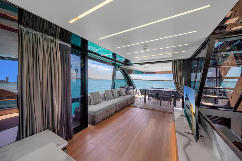 Slide: The Image of Luxurious interior of 2021 Explorer 62 yacht with ocean view and modern furnishings. - 40