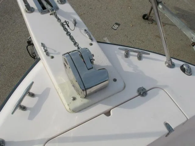 Slide: The Image of 2005 Grady-White 282 Sailfish boat deck with anchor chain and winch. - 4