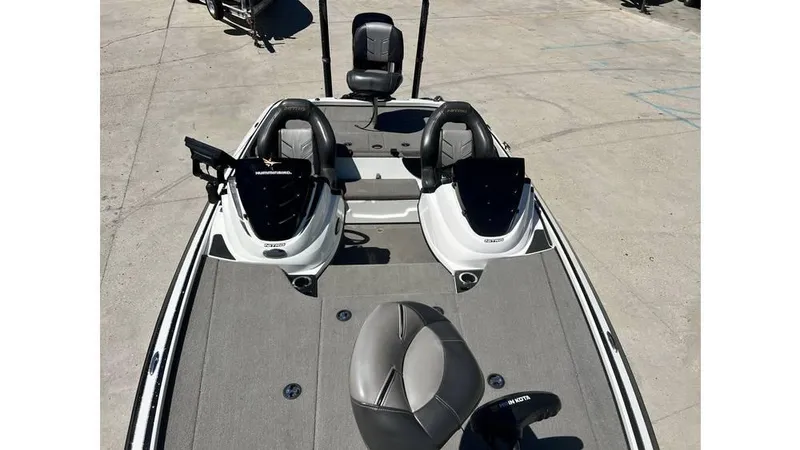 Slide: The Image of 2017 Nitro Z19 boat interior with dual seats and steering console. - 12