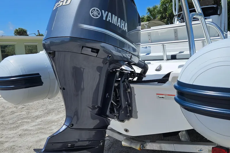 Slide: The Image of 2020 AB Inflatables Oceanus 24VST with Yamaha 250 outboard motor on sandy beach. - 29