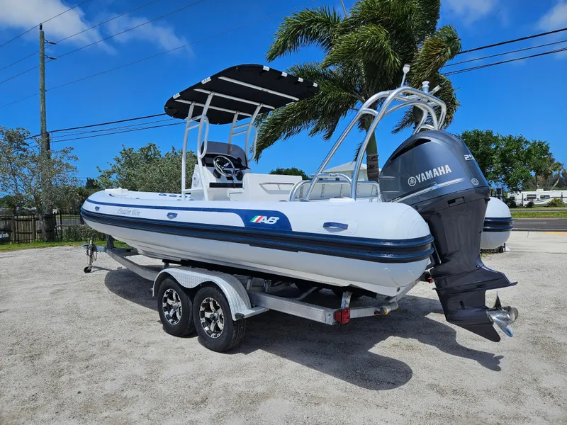 Slide: The Image of 2020 AB Inflatables Oceanus 24VST boat with Yamaha engine on trailer. - 3