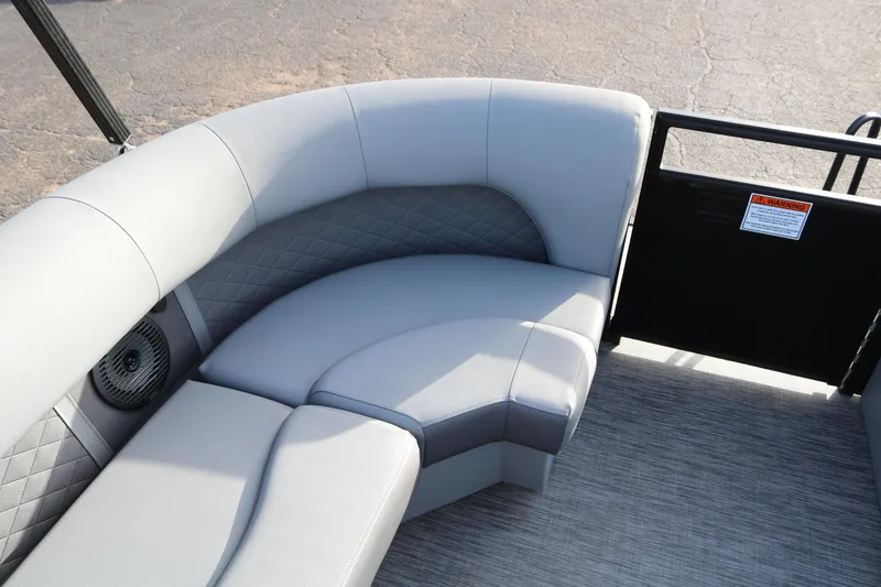 Slide: The Image of Luxurious seating on 2021 Bennington L22 pontoon boat with gray upholstery. - 17