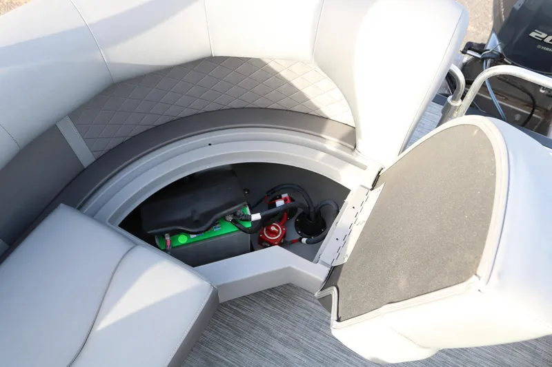Slide: The Image of 2021 Bennington L22 boat storage compartment with seating and equipment. - 36
