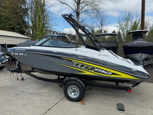 Slide: The Image of 2016 Yamaha Boats AR192 swim platform with gray non-slip decking. - 2