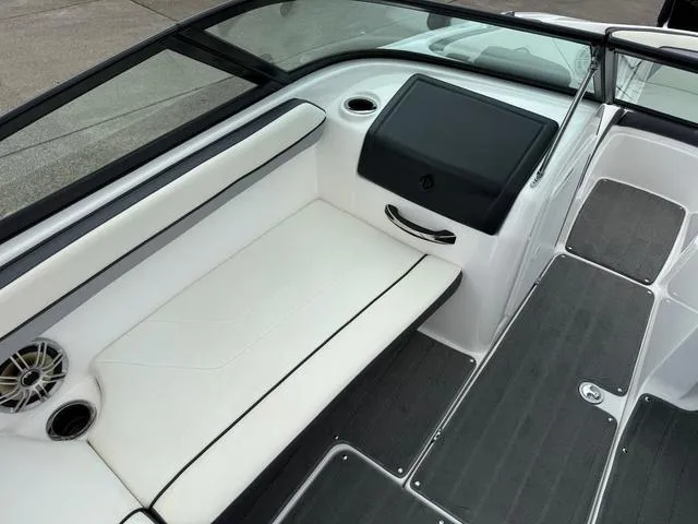 Slide: The Image of 2016 Yamaha Boats AR192 cockpit with steering wheel and seating. - 8