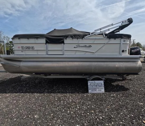 Slide: The Image of 2018 Sweetwater SW 2086 C pontoon boat with trailer, fresh water only, side view. - 1