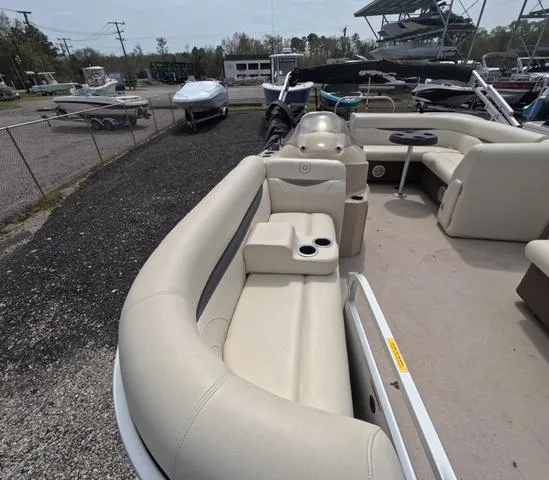 Slide: The Image of 2018 Sweetwater SW 2086 C pontoon boat with beige seating, fresh water only, trailer included. - 37
