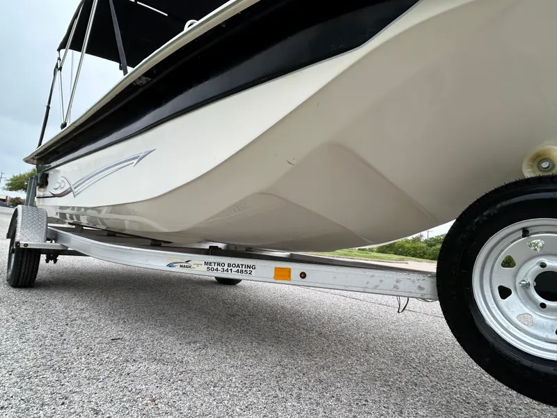 Slide: The Image of 2017 Carolina Skiff JVX Pre-Rig Series 18 on trailer, side view. - 23