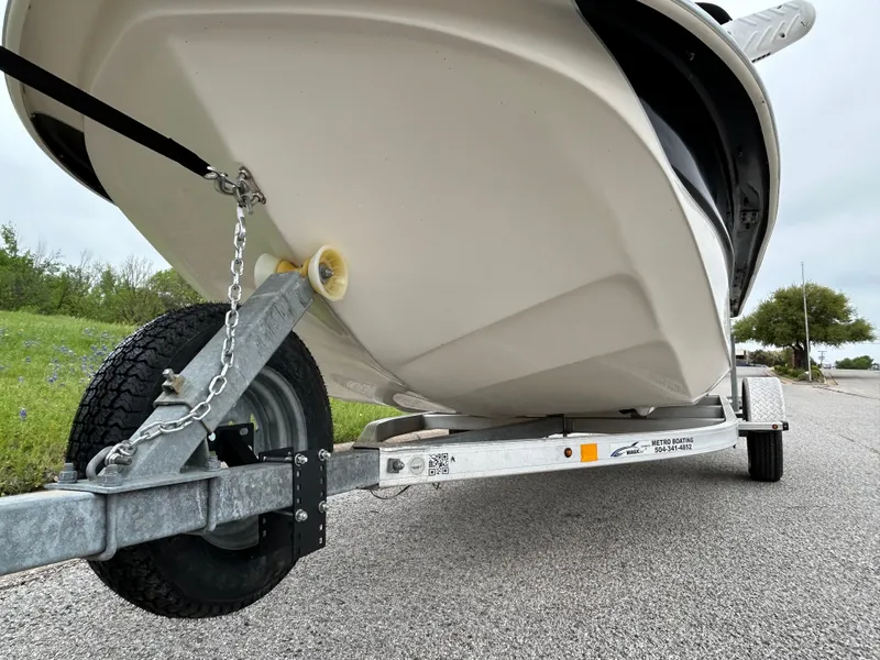 Slide: The Image of 2017 Carolina Skiff JVX Pre-Rig Series 18 on trailer, viewed from below. - 25