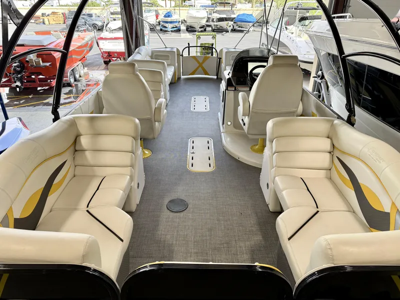 Slide: The Image of 2021 PlayCraft Infinity 2900 boat interior with luxurious seating and modern design. - 28