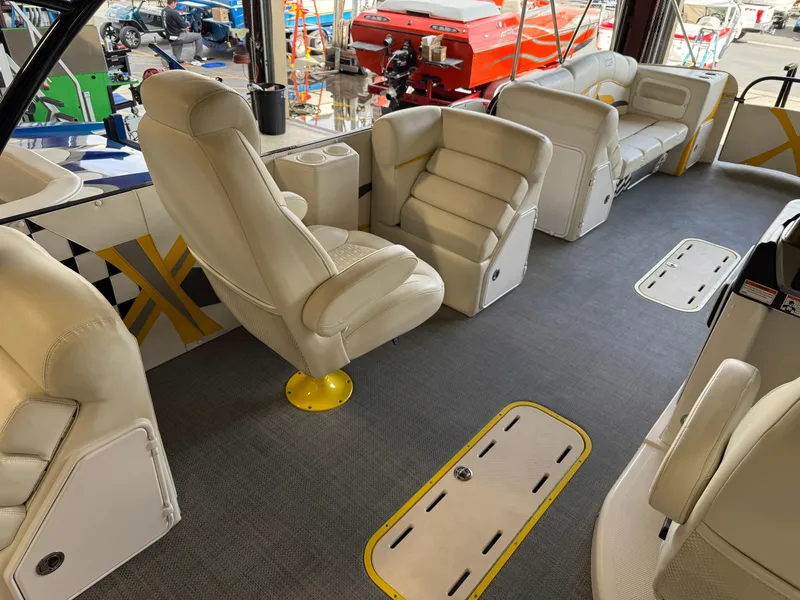 Slide: The Image of Luxurious interior of 2021 PlayCraft Infinity 2900 boat with plush seating and modern design. - 36