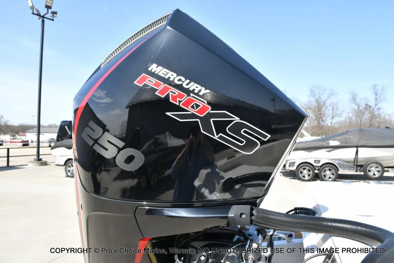 Slide: The Image of Mercury Pro XS 250 outboard motor on 2023 Ranger 2360 Bay boat. - 14