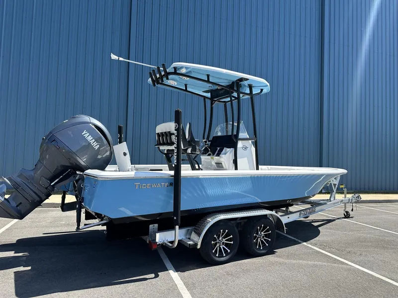 Slide: The Image of 2025 Tidewater 2110 Bay Max boat with Yamaha engine on trailer. - 4