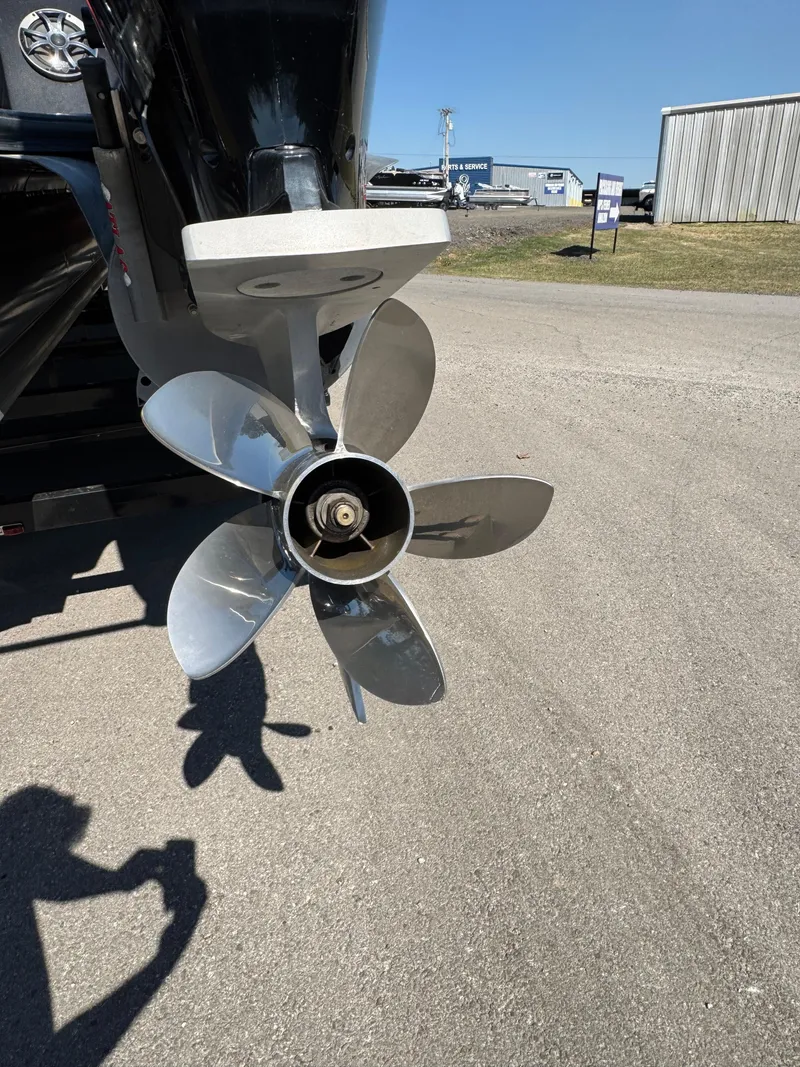 Slide: The Image of Close-up of a 2023 South Bay 25 Sport RS9 DC boat propeller. - 15