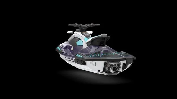 Slide: The Image of 2025 Yamaha Waverunner Jet Blaster LTD 3UP, sleek design, black background. - 3