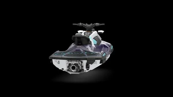 Slide: The Image of 2025 Yamaha Waverunner Jet Blaster LTD 3UP, rear view, sleek design on black background. - 5