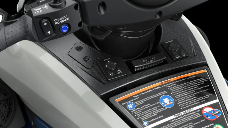 Slide: The Image of 2025 Yamaha Waverunner FX Limited SVHO dashboard with controls and safety instructions. - 5