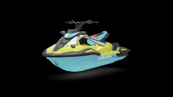 Slide: The Image of 2025 Yamaha Waverunner Jet Blaster Pro 2up in vibrant yellow and blue on black background. - 3