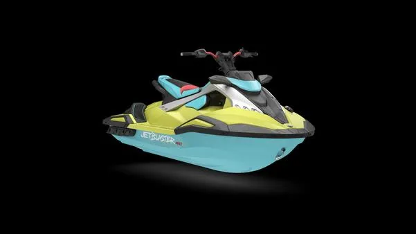 Slide: The Image of 2025 Yamaha Waverunner Jet Blaster Pro 2up in vibrant yellow and blue design. - 3