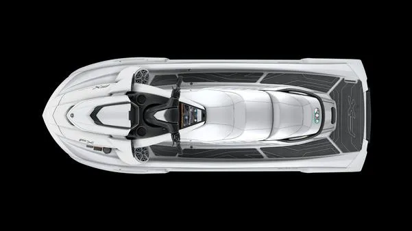 Slide: The Image of 2025 Yamaha Waverunner FX Cruiser SVHO with Audio, top view, sleek white design. - 4
