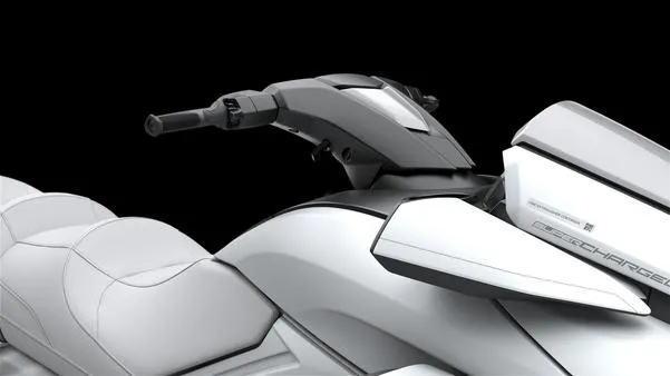 Slide: The Image of 2025 Yamaha Waverunner FX Cruiser SVHO with Audio, sleek design, white finish, ergonomic handlebars. - 7