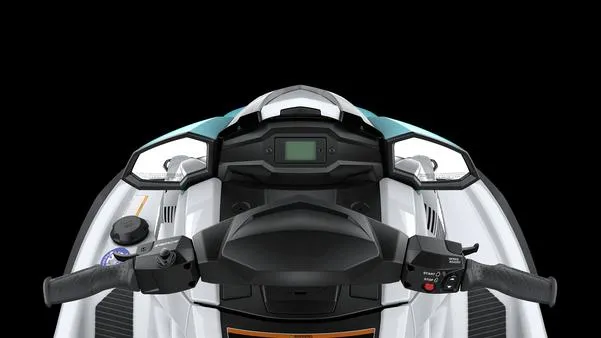 Slide: The Image of 2025 Yamaha Waverunner VX Deluxe dashboard with handlebars and digital display. - 8