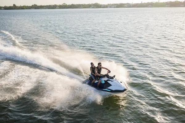 Slide: The Image of 2025 Yamaha Waverunner Jet Blaster LTD 3UP speeding on open water. - 11