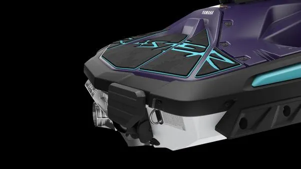 Slide: The Image of 2025 Yamaha Waverunner Jet Blaster LTD 3UP, sleek design, black and teal accents. - 2