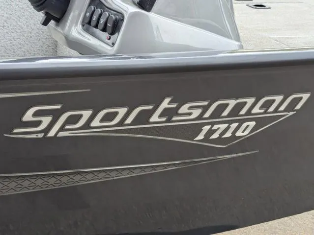 Slide: The Image of 2022 G3 Sportsman 1710 boat, close-up of model name and control panel. - 11